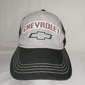 CHEVROLET Gray & Black Unstructured Strapback H3 Headwear Dad Hat